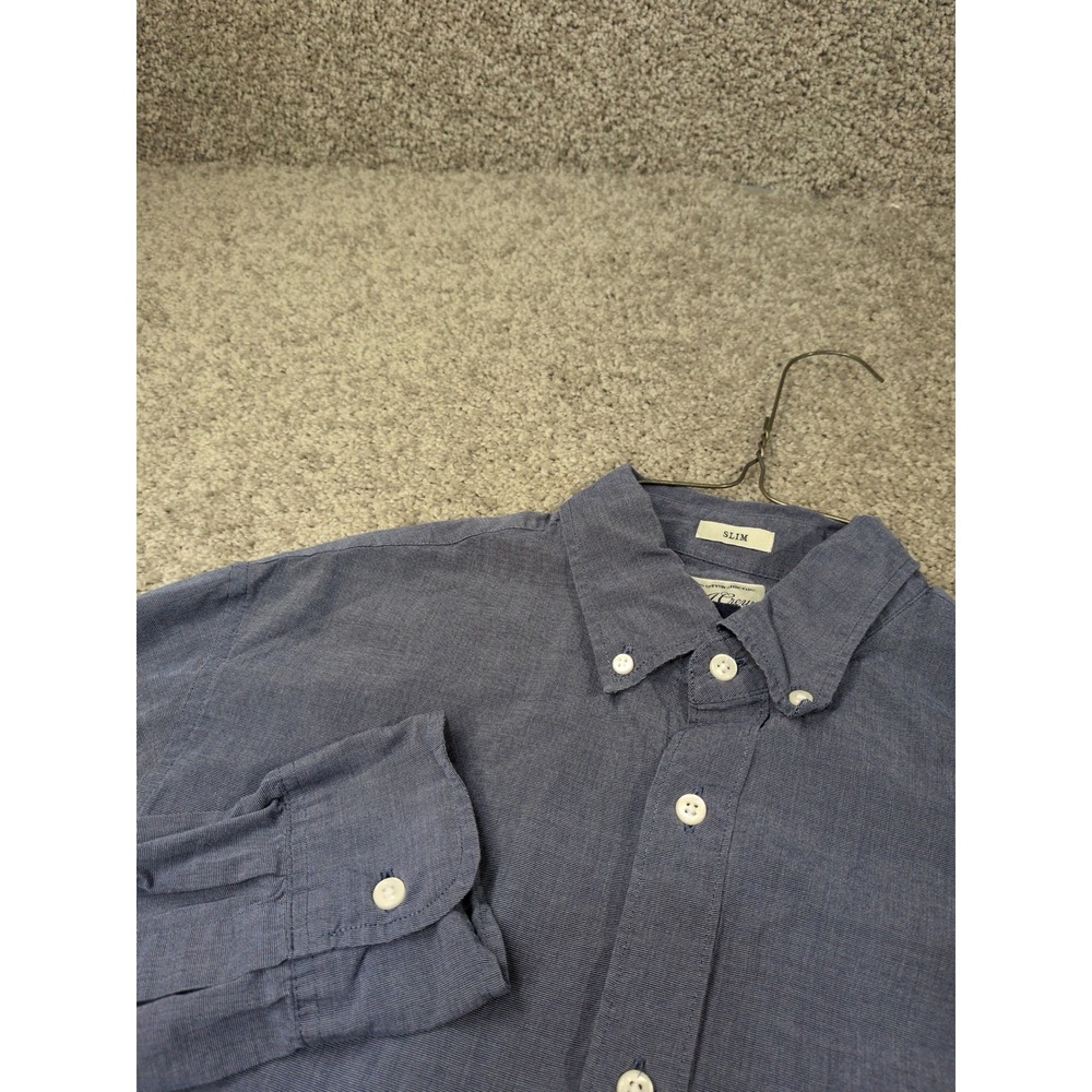 J.Crew Mens Slim Fit Button Down Shirt Blue‎ Cotton Micro Check Medium M